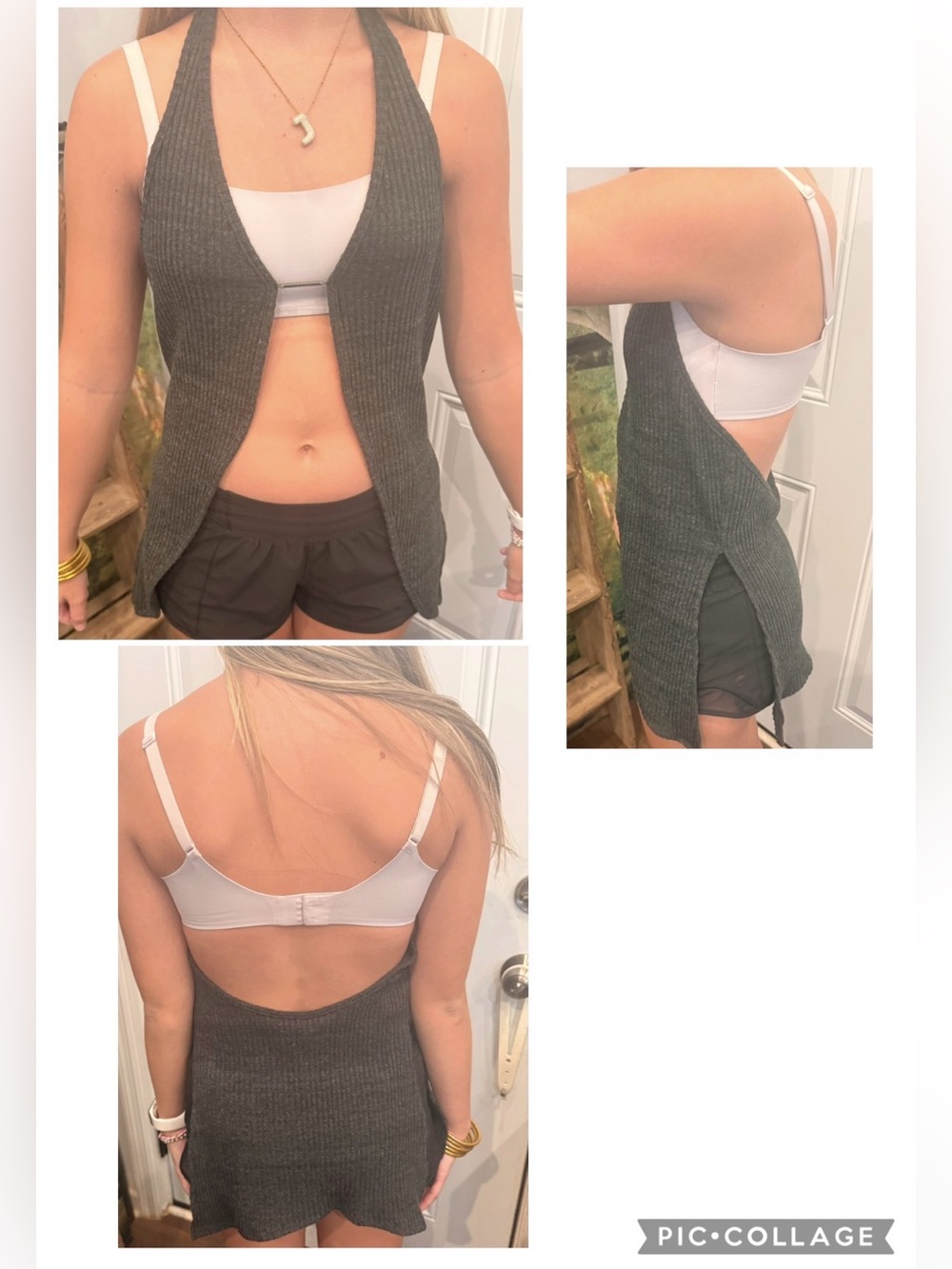 ♡ Joah Brown NWT Split Front Halter Tank Ink Luxe Knit - Picture 10 of 10